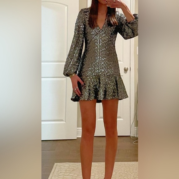 Alexis Long Sleeve Sequin Mini Dress size 0 - Picture 3 of 5